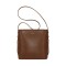 Crossbody Shoulder Bag Round Bucket Shape Soft Small Tote Bags - Brown