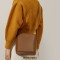 Crossbody Shoulder Bag Round Bucket Shape Soft Small Tote Bags - Brown
