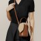 Casual Style String Medium Capacity Crossbody Shoulder Purses Mini Bucket Bag - Brown