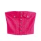 Street Summer Style Crop Chest Denim Sleeveless Over Top - Rose Red
