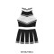 Cheerleader Cosplay Uniform Sleeveless Crop Top with Mini Skirt Costumes - Black