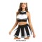 Cheerleader Cosplay Uniform Sleeveless Crop Top with Mini Skirt Costumes - Black