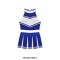 Cheerleader Cosplay Uniform Sleeveless Crop Top with Mini Skirt Costumes - Blue