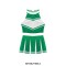 Cheerleader Cosplay Uniform Sleeveless Crop Top with Mini Skirt Costumes - Green