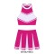Cheerleader Cosplay Uniform Sleeveless Crop Top with Mini Skirt Costumes - Hot Pink