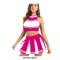 Cheerleader Cosplay Uniform Sleeveless Crop Top with Mini Skirt Costumes - Hot Pink