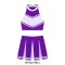 Cheerleader Cosplay Uniform Sleeveless Crop Top with Mini Skirt Costumes - Purple