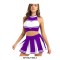 Cheerleader Cosplay Uniform Sleeveless Crop Top with Mini Skirt Costumes - Purple