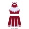 Cheerleader Cosplay Uniform Sleeveless Crop Top with Mini Skirt Costumes - Wine Red