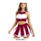 Cheerleader Cosplay Uniform Sleeveless Crop Top with Mini Skirt Costumes - Wine Red