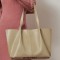 Large Composite Female Shoulder Travel Bussiness Tote Bags - Beige