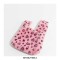 Japanese Mini Wrist Knot Faux Fur Foldable Shopping Bags - White Black Hearts