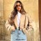 Long Sleeves Cropped Trench Coat Top Jackets - Navy
