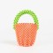 Multicolor Beaded Cross Body Bucket Hand Bags - Orange