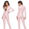 Wetlook Latex Pole Dance Nightclub Erotic Jumpsuit Dress - Pink
