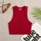 Elastic Solid Color Casual Street Style Elastic Basic Crop Tops - Red