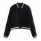 Long Sleeve Elegant Streetwear Spring Autumn College Bomber Jackets - Black
