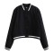 Long Sleeve Elegant Streetwear Spring Autumn College Bomber Jackets - Black