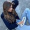 Long Sleeve Elegant Streetwear Spring Autumn College Bomber Jackets - Navy