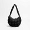 Lightweight Bubble Pillow Shoulder Zipper Bag - Black