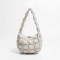 Lightweight Bubble Pillow Shoulder Zipper Bag - Off White