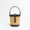 Straw Bucket Crossbody Beach Tote Bag - Yellow Black