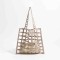 Hollow Mesh Knitted Purse Summer Shoulder Beach Bag - Beige