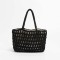 Hollow Out 2 Pcs Fish Net Beach Handbag Bags - Black