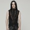 Asymmetric Sharp Teeth Mesh Vest Gothic Punk Cool High Collar Simple Black Tank Tees Summer Tops