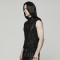 Asymmetric Sharp Teeth Mesh Vest Gothic Punk Cool High Collar Simple Black Tank Tees Summer Tops