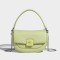 Top Handle Vegan Leather Crossbody Chain Saddle Bag - Green