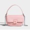Top Handle Vegan Leather Crossbody Chain Saddle Bag - Pink