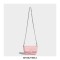 Top Handle Vegan Leather Crossbody Chain Saddle Bag - Pink