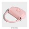 Top Handle Vegan Leather Crossbody Chain Saddle Bag - Pink
