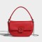Top Handle Vegan Leather Crossbody Chain Saddle Bag - Red