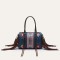 Multi-functional Designer Native American Pattern Print Tassels Handbag - Blue Polyester