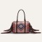 Multi-functional Designer Native American Pattern Print Tassels Handbag - Khaki Polyester