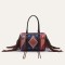 Multi-functional Designer Native American Pattern Print Tassels Handbag - Royal Blue Polyester