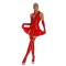 Plus Size Sexy Shiny PVC Latex Mini Skirt With Gloves And Stocking Pole Dance Pleated Latex Dress - Red