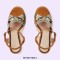 Peep Toe Cross Straps Platforms Rhinestones Ankle Buckle Straps Chunky Heels Sandals - Brown