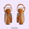 Peep Toe Cross Straps Platforms Rhinestones Ankle Buckle Straps Chunky Heels Sandals - Brown
