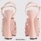 Peep Toe Cross Straps Platforms Rhinestones Ankle Buckle Straps Chunky Heels Sandals - Pink
