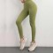 High Waist Sports Solid Color Hip Lifting Running Yoga Gym Leggings Pants - Green