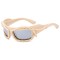 Vintage 2000s Twisted Hip Hop Trendy Streetwear Sunglasses - Beige Silver