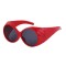 Vintage Round Steampunk Fashion Femme Fatale Sunglasses - Red Frame Gray