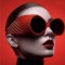 Vintage Round Steampunk Fashion Femme Fatale Sunglasses - Red Frame Gray