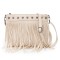Boho Style Women Retro Casual Rivet Decorated Shoulder Bags - Beige Flock