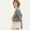 Boho Style Women Retro Casual Rivet Decorated Shoulder Bags - Beige Flock