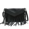 Envelope Style Fringe Tassel Decorated Shoulder Messenger Bags - Black Faux Leather