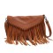 Envelope Style Fringe Tassel Decorated Shoulder Messenger Bags - Brown Faux Leather